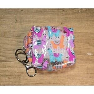 Colorful Llamas Small Zippered Bag COIN PURSE CLEAR SEETHROUGH PLASTIC NEW